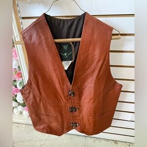 Men's Genuine Leather Vest Western Style orange/redish